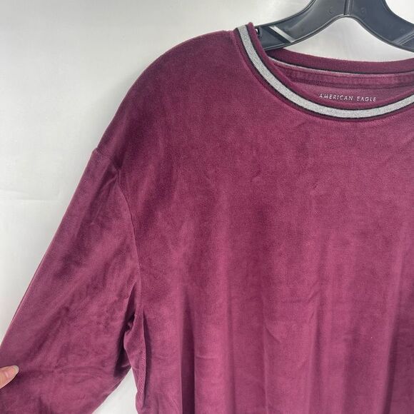 American Eagle Outfitters velvet Pullover Sweatshirt Standard Fit Purple Size XL - Picture 7 of 9